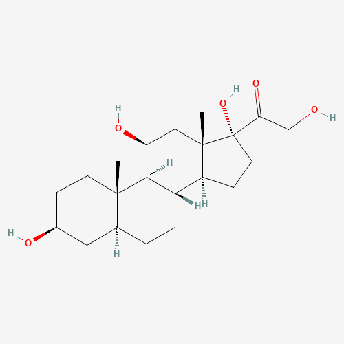 2-hydroxy-1-[(3S,5S,8S,9S,10S,11S,13S,14S,17R)-3,11,17-trihydroxy-10,13-dimethyl-1,2,3,4,5,6,7,8,9,11,12,14,15,16-tetradecahydrocyclopenta[a]phenanthren-17-yl]ethanone (CAS: 651-43-4) - Chemical Structure and Molecular Formula 