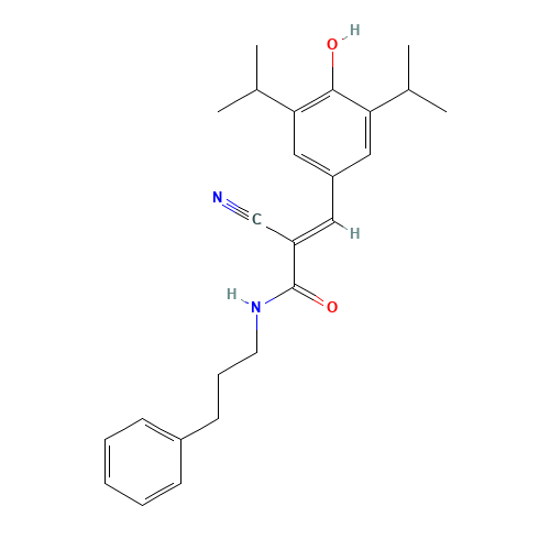 (E)-2-cyano-3-[4-hydroxy-3,5-di(propan-2-yl)phenyl]-N-(3-phenylpropyl)prop-2-enamide (CAS: 168835-82-3) - Related Chemical Product