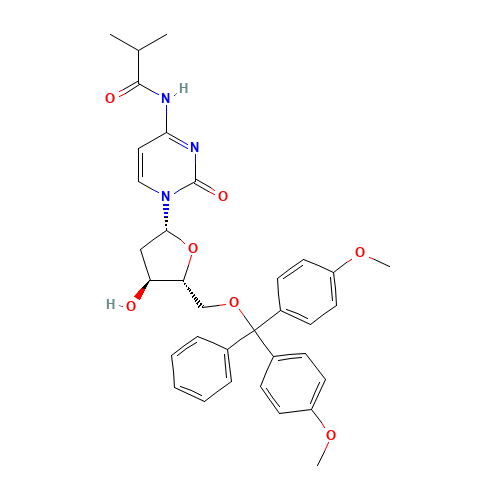 N-[1-[(2R,4S,5R)-5-[[bis(4-methoxyphenyl)-phenylmethoxy]methyl]-4-hydroxyoxolan-2-yl]-2-oxopyrimidin-4-yl]-2-methylpropanamide (CAS: 100898-62-2) - Related Chemical Product