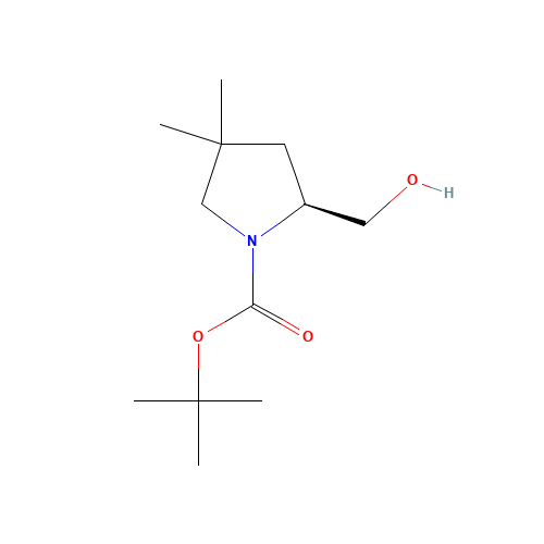 tert-butyl (2S)-2-(hydroxymethyl)-4,4-dimethylpyrrolidine-1-carboxylate (CAS: 212890-86-3) - Chemical Structure and Molecular Formula 