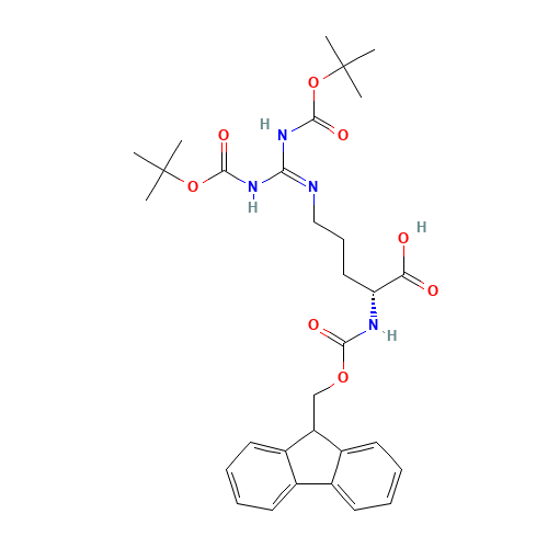 (2R)-5-[bis[(2-methylpropan-2-yl)oxycarbonylamino]methylideneamino]-2-(9H-fluoren-9-ylmethoxycarbonylamino)pentanoic acid (CAS: 214852-34-3) - Related Chemical Product