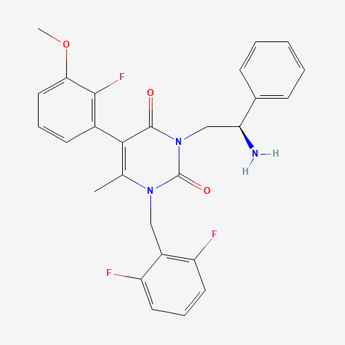 3-[(2R)-2-amino-2-phenylethyl]-1-[(2,6-difluorophenyl)methyl]-5-(2-fluoro-3-methoxyphenyl)-6-methylpyrimidine-2,4-dione (CAS: 352290-60-9) - Related Chemical Product