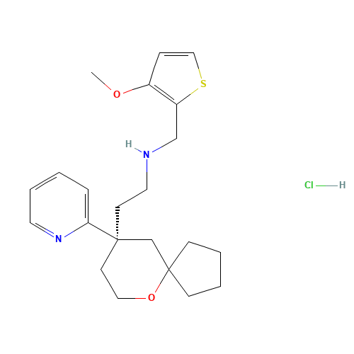 N-[(3-methoxythiophen-2-yl)methyl]-2-[(9R)-9-pyridin-2-yl-6-oxaspiro[4.5]decan-9-yl]ethanamine;hydrochloride (CAS: 1401031-39-7) - Related Chemical Product