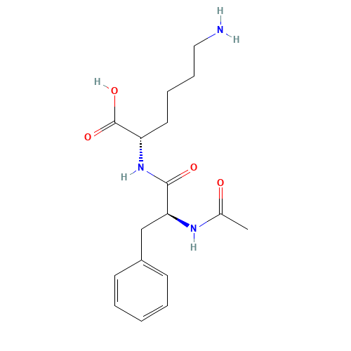 (2S)-2-[[(2S)-2-acetamido-3-phenylpropanoyl]amino]-6-aminohexanoic acid (CAS: 14287-21-9) - Chemical Structure and Molecular Formula 