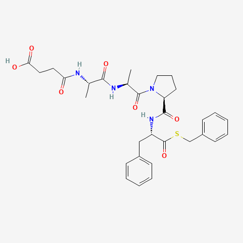 4-[[(2S)-1-[[(2S)-1-[(2S)-2-[[(2S)-1-benzylsulfanyl-1-oxo-3-phenylpropan-2-yl]carbamoyl]pyrrolidin-1-yl]-1-oxopropan-2-yl]amino]-1-oxopropan-2-yl]amino]-4-oxobutanoic acid (CAS: 80651-95-2) - Chemical Structure and Molecular Formula 