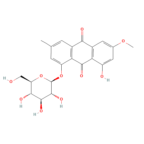 1-hydroxy-3-methoxy-6-methyl-8-[(2S,3R,4S,5S,6R)-3,4,5-trihydroxy-6-(hydroxymethyl)oxan-2-yl]oxyanthracene-9,10-dione (CAS: 26296-54-8) - Related Chemical Product
