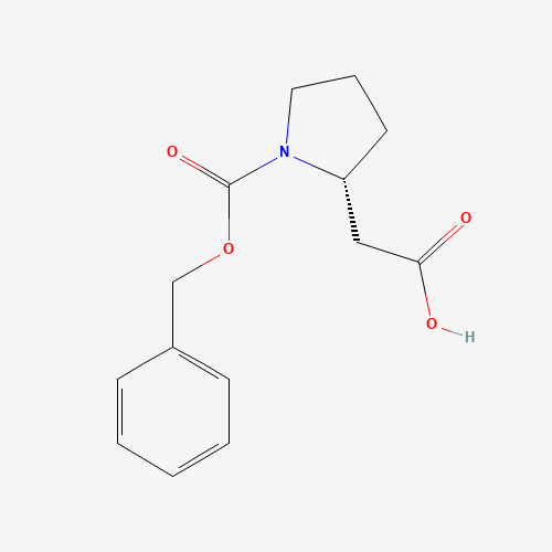 2-[(2R)-1-phenylmethoxycarbonylpyrrolidin-2-yl]acetic acid (CAS: 61350-64-9) - Chemical Structure and Molecular Formula 
