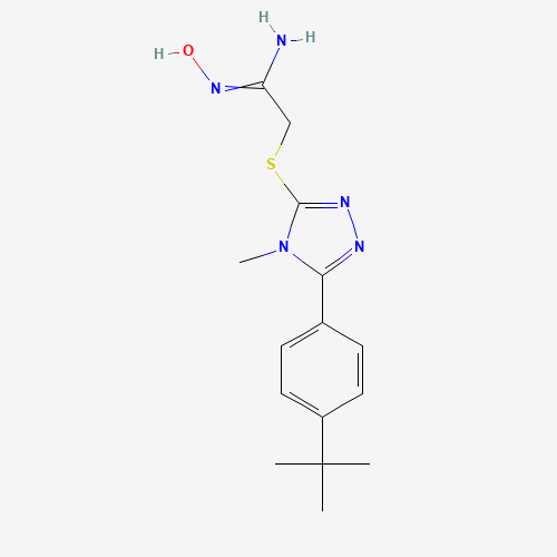 2-[[5-(4-tert-butylphenyl)-4-methyl-1,2,4-triazol-3-yl]sulfanyl]-N'-hydroxyethanimidamide (CAS: 261704-26-1) - Chemical Structure and Molecular Formula 