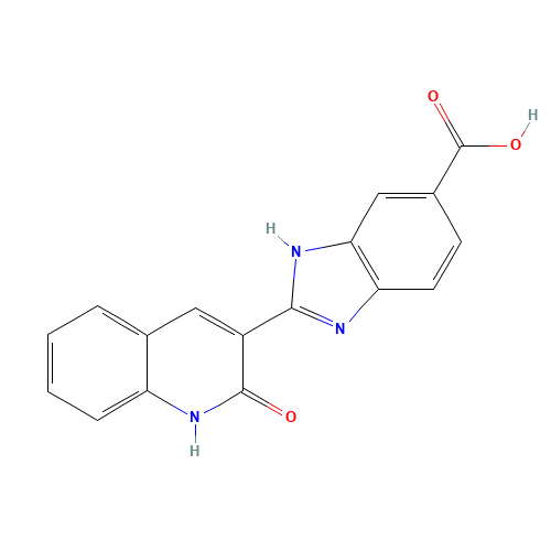 (2Z)-2-(2-oxoquinolin-3-ylidene)-1,3-dihydrobenzimidazole-5-carboxylic acid (CAS: 335672-13-4) - Chemical Structure and Molecular Formula 