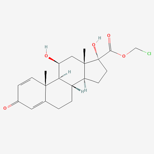 chloromethyl (8S,9S,10R,11S,13S,14S,17R)-11,17-dihydroxy-10,13-dimethyl-3-oxo-7,8,9,11,12,14,15,16-octahydro-6H-cyclopenta[a]phenanthrene-17-carboxylate (CAS: 129260-79-3) - Related Chemical Product