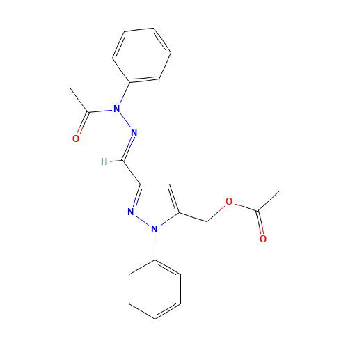 [5-[(E)-[acetyl(phenyl)hydrazinylidene]methyl]-2-phenylpyrazol-3-yl]methyl acetate (CAS: 3082-93-7) - Chemical Structure and Molecular Formula 