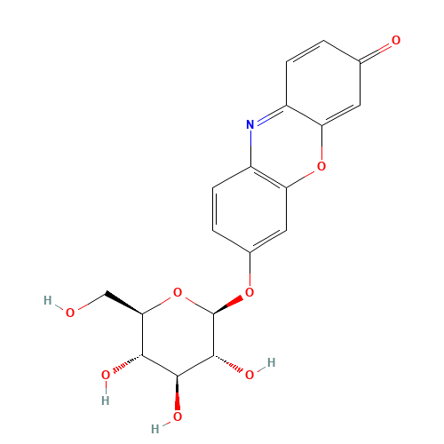 7-[(2S,3R,4S,5S,6R)-3,4,5-trihydroxy-6-(hydroxymethyl)oxan-2-yl]oxyphenoxazin-3-one (CAS: 101490-85-1) - Chemical Structure and Molecular Formula 