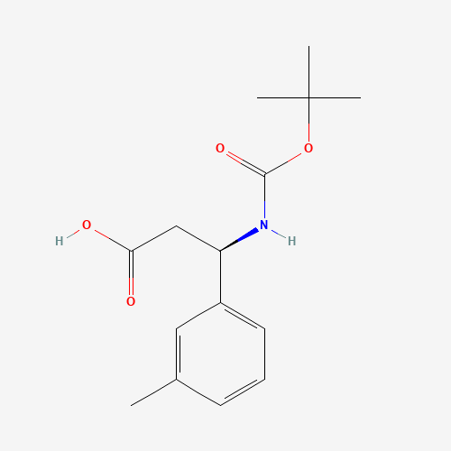 (3R)-3-(3-methylphenyl)-3-[(2-methylpropan-2-yl)oxycarbonylamino]propanoic acid (CAS: 464930-76-5) - Chemical Structure and Molecular Formula 