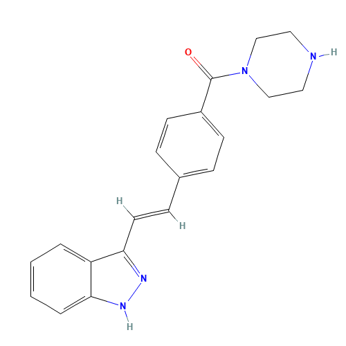 [4-[(E)-2-(1H-indazol-3-yl)ethenyl]phenyl]-piperazin-1-ylmethanone (CAS: 1000669-72-6) - Related Chemical Product