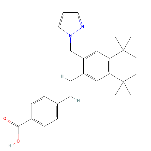 4-[(E)-2-[5,5,8,8-tetramethyl-3-(pyrazol-1-ylmethyl)-6,7-dihydronaphthalen-2-yl]ethenyl]benzoic acid (CAS: 410528-02-8) - Related Chemical Product