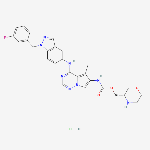 [(3S)-morpholin-3-yl]methyl N-[4-[[1-[(3-fluorophenyl)methyl]indazol-5-yl]amino]-5-methylpyrrolo[2,1-f][1,2,4]triazin-6-yl]carbamate;hydrochloride (CAS: 873837-23-1) - Related Chemical Product