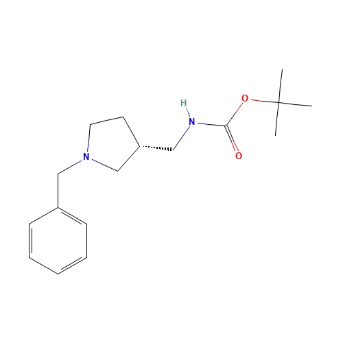 tert-butyl N-[[(3R)-1-benzylpyrrolidin-3-yl]methyl]carbamate (CAS: 852857-09-1) - Chemical Structure and Molecular Formula 