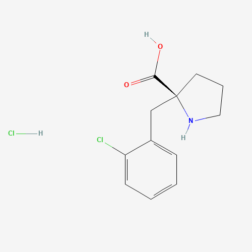 (2S)-2-[(2-chlorophenyl)methyl]pyrrolidine-2-carboxylic acid;hydrochloride (CAS: 1217849-64-3) - Chemical Structure and Molecular Formula 