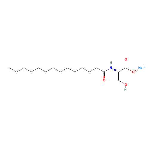 sodium;(2S)-3-hydroxy-2-(tetradecanoylamino)propanoate (CAS: 142739-82-0) - Chemical Structure and Molecular Formula 