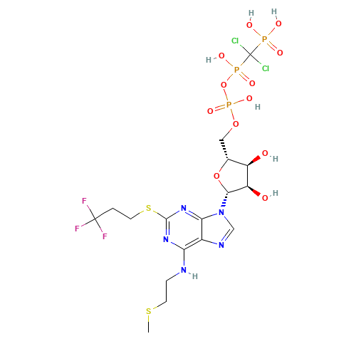 [dichloro-[[[(2R,3S,4R,5R)-3,4-dihydroxy-5-[6-(2-methylsulfanylethylamino)-2-(3,3,3-trifluoropropylsulfanyl)purin-9-yl]oxolan-2-yl]methoxy-hydroxyphosphoryl]oxy-hydroxyphosphoryl]methyl]phosphonic acid (CAS: 163706-06-7) - Related Chemical Product