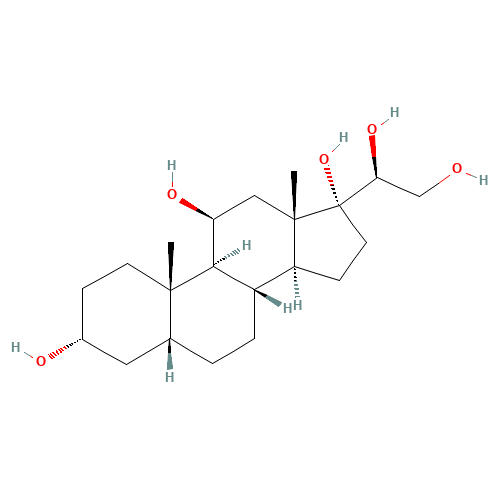 (3R,5R,8S,9S,10S,11S,13S,14S,17R)-17-[(1S)-1,2-dihydroxyethyl]-10,13-dimethyl-1,2,3,4,5,6,7,8,9,11,12,14,15,16-tetradecahydrocyclopenta[a]phenanthrene-3,11,17-triol (CAS: 516-38-1) - Chemical Structure and Molecular Formula 