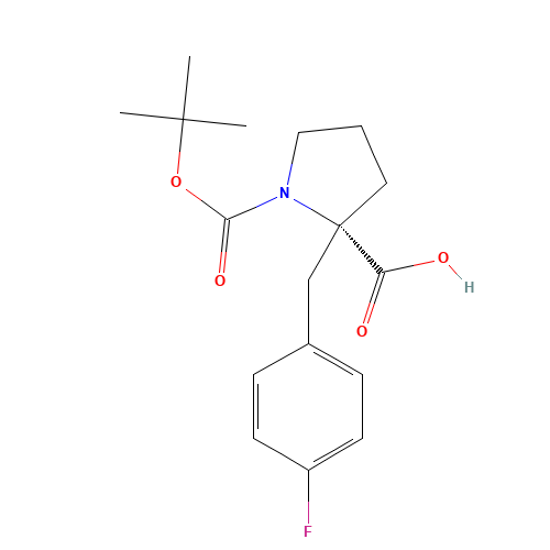 (2S)-2-[(4-fluorophenyl)methyl]-1-[(2-methylpropan-2-yl)oxycarbonyl]pyrrolidine-2-carboxylic acid (CAS: 706806-65-7) - Chemical Structure and Molecular Formula 