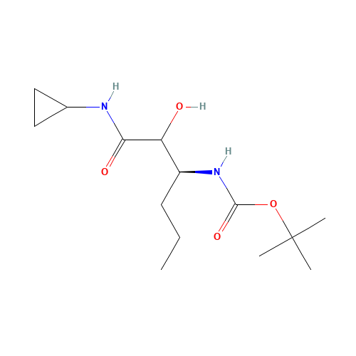 tert-butyl N-[(3S)-1-(cyclopropylamino)-2-hydroxy-1-oxohexan-3-yl]carbamate (CAS: 856707-39-6) - Chemical Structure and Molecular Formula 