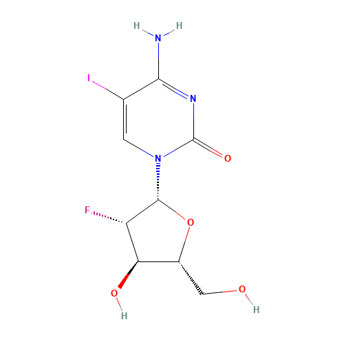 4-amino-1-[(2R,3S,4R,5R)-3-fluoro-4-hydroxy-5-(hydroxymethyl)oxolan-2-yl]-5-iodopyrimidin-2-one (CAS: 69123-90-6) - Related Chemical Product