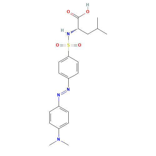 (2S)-2-[[4-[[4-(dimethylamino)phenyl]diazenyl]phenyl]sulfonylamino]-4-methylpentanoic acid (CAS: 89131-12-4) - Chemical Structure and Molecular Formula 