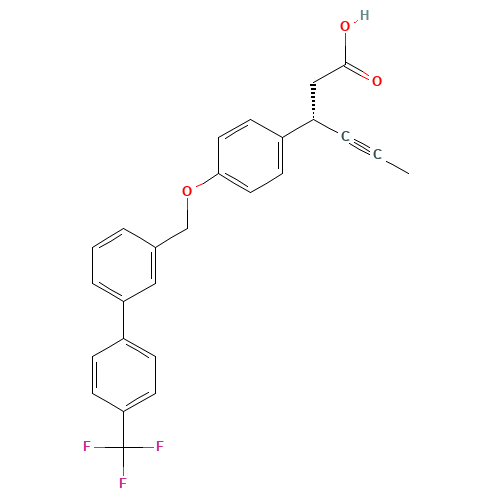 (3S)-3-[4-[[3-[4-(trifluoromethyl)phenyl]phenyl]methoxy]phenyl]hex-4-ynoic acid (CAS: 865231-46-5) - Related Chemical Product