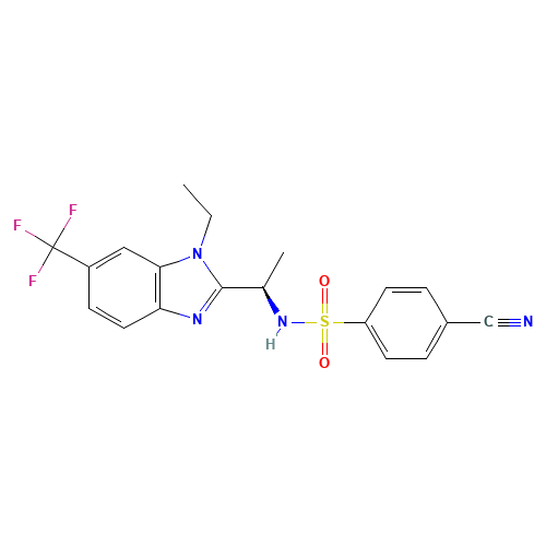 4-cyano-N-[(1R)-1-[1-ethyl-6-(trifluoromethyl)benzimidazol-2-yl]ethyl]benzenesulfonamide (CAS: 1025506-51-7) - Related Chemical Product