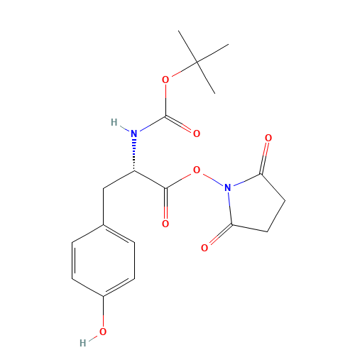 (2,5-dioxopyrrolidin-1-yl) (2S)-3-(4-hydroxyphenyl)-2-[(2-methylpropan-2-yl)oxycarbonylamino]propanoate (CAS: 20866-56-2) - Chemical Structure and Molecular Formula 