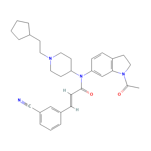 (E)-N-(1-acetyl-2,3-dihydroindol-6-yl)-3-(3-cyanophenyl)-N-[1-(2-cyclopentylethyl)piperidin-4-yl]prop-2-enamide (CAS: 683746-68-1) - Related Chemical Product