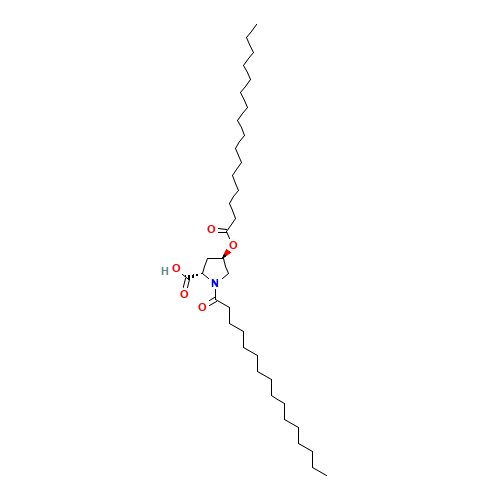 (2S,4R)-1-hexadecanoyl-4-hexadecanoyloxypyrrolidine-2-carboxylic acid (CAS: 41672-81-5) - Chemical Structure and Molecular Formula 