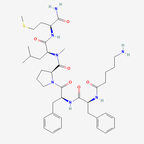 (2S)-N-[(2S)-1-[[(2S)-1-amino-4-methylsulfanyl-1-oxobutan-2-yl]amino]-4-methyl-1-oxopentan-2-yl]-1-[(2S)-2-[[(2S)-2-(5-aminopentanoylamino)-3-phenylpropanoyl]amino]-3-phenylpropanoyl]-N-methylpyrrolidine-2-carboxamide (CAS: 133156-06-6) - Related Chemical Product