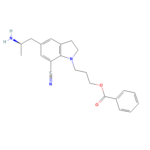 3-[5-[(2R)-2-aminopropyl]-7-cyano-2,3-dihydroindol-1-yl]propyl benzoate (CAS: 239463-72-0) - Related Chemical Product