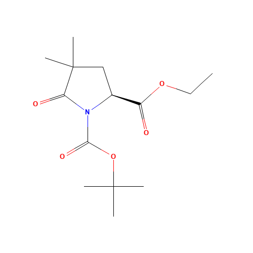 1-O-tert-butyl 2-O-ethyl (2S)-4,4-dimethyl-5-oxopyrrolidine-1,2-dicarboxylate (CAS: 158392-80-4) - Chemical Structure and Molecular Formula 
