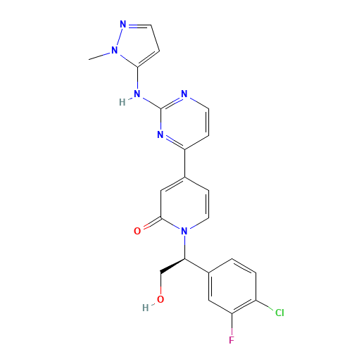 1-[(1S)-1-(4-chloro-3-fluorophenyl)-2-hydroxyethyl]-4-[2-[(2-methylpyrazol-3-yl)amino]pyrimidin-4-yl]pyridin-2-one (CAS: 1453848-26-4) - Related Chemical Product