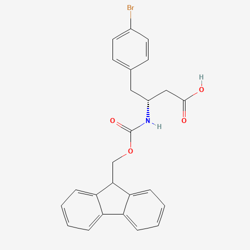 (3R)-4-(4-bromophenyl)-3-(9H-fluoren-9-ylmethoxycarbonylamino)butanoic acid (CAS: 331763-76-9) - Chemical Structure and Molecular Formula 