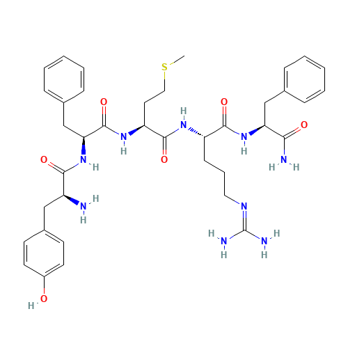 (2S)-2-[[(2S)-2-[[(2S)-2-[[(2S)-2-amino-3-(4-hydroxyphenyl)propanoyl]amino]-3-phenylpropanoyl]amino]-4-methylsulfanylbutanoyl]amino]-N-[(2S)-1-amino-1-oxo-3-phenylpropan-2-yl]-5-(diaminomethylideneamino)pentanamide (CAS: 99414-63-8) - Related Chemical Product