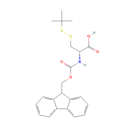(2S)-3-(tert-butyldisulfanyl)-2-(9H-fluoren-9-ylmethoxycarbonylamino)propanoic acid (CAS: 501326-55-2) - Related Chemical Product