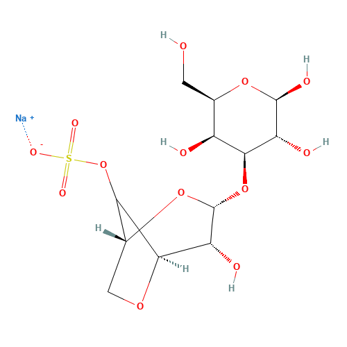 sodium;[(1R,3R,4R,5R)-4-hydroxy-3-[(2R,3R,4S,5S,6R)-2,3,5-trihydroxy-6-(hydroxymethyl)oxan-4-yl]oxy-2,6-dioxabicyclo[3.2.1]octan-8-yl] sulfate (CAS: 108321-76-2) - Related Chemical Product
