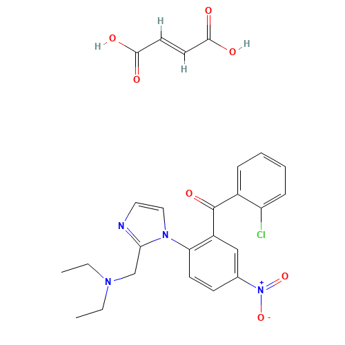 (E)-but-2-enedioic acid;(2-chlorophenyl)-[2-[2-(diethylaminomethyl)imidazol-1-yl]-5-nitrophenyl]methanone (CAS: 54533-86-7) - Related Chemical Product