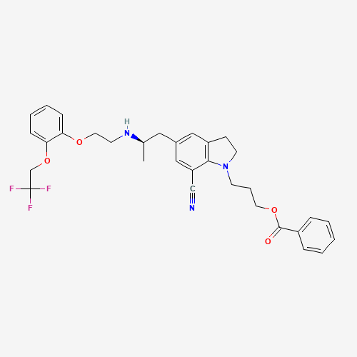 3-[7-cyano-5-[(2R)-2-[2-[2-(2,2,2-trifluoroethoxy)phenoxy]ethylamino]propyl]-2,3-dihydroindol-1-yl]propyl benzoate (CAS: 885340-11-4) - Related Chemical Product