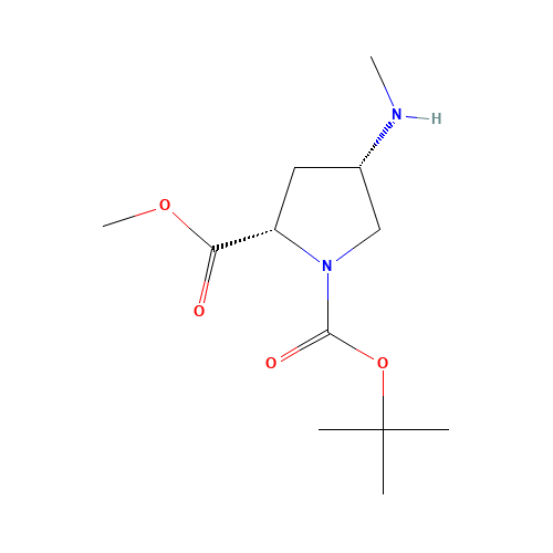 1-O-tert-butyl 2-O-methyl (2S,4S)-4-(methylamino)pyrrolidine-1,2-dicarboxylate (CAS: 937799-61-6) - Chemical Structure and Molecular Formula 