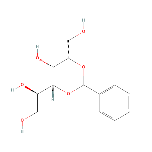 (1R)-1-[(4R,5R,6S)-5-hydroxy-6-(hydroxymethyl)-2-phenyl-1,3-dioxan-4-yl]ethane-1,2-diol (CAS: 77340-95-5) - Chemical Structure and Molecular Formula 