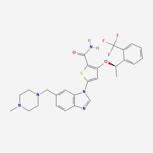5-[6-[(4-methylpiperazin-1-yl)methyl]benzimidazol-1-yl]-3-[(1R)-1-[2-(trifluoromethyl)phenyl]ethoxy]thiophene-2-carboxamide (CAS: 929095-18-1) - Related Chemical Product