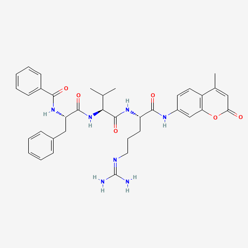 N-[(2S)-1-[[(2S)-1-[[(2S)-5-(diaminomethylideneamino)-1-[(4-methyl-2-oxochromen-7-yl)amino]-1-oxopentan-2-yl]amino]-3-methyl-1-oxobutan-2-yl]amino]-1-oxo-3-phenylpropan-2-yl]benzamide (CAS: 88899-22-3) - Related Chemical Product