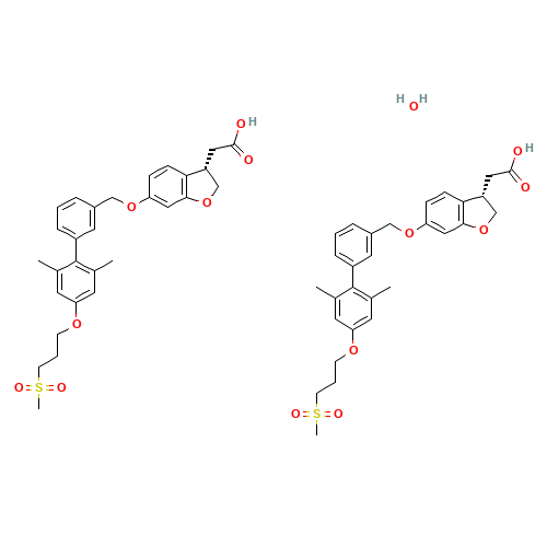 2-[(3S)-6-[[3-[2,6-dimethyl-4-(3-methylsulfonylpropoxy)phenyl]phenyl]methoxy]-2,3-dihydro-1-benzofuran-3-yl]acetic acid;hydrate (CAS: 1374598-80-7) - Related Chemical Product