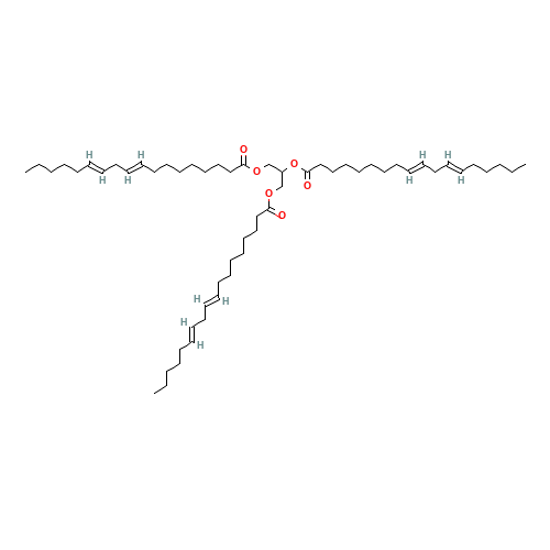 2,3-bis[[(9E,12E)-octadeca-9,12-dienoyl]oxy]propyl (9E,12E)-octadeca-9,12-dienoate (CAS: 5188-25-0) - Related Chemical Product